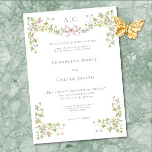Invitation Mariage Élégant Victorien aux Fleurs Pastel en Rub
