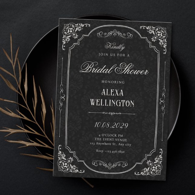 Invitation Mariage élégant victorien noir (Créateur téléchargé)