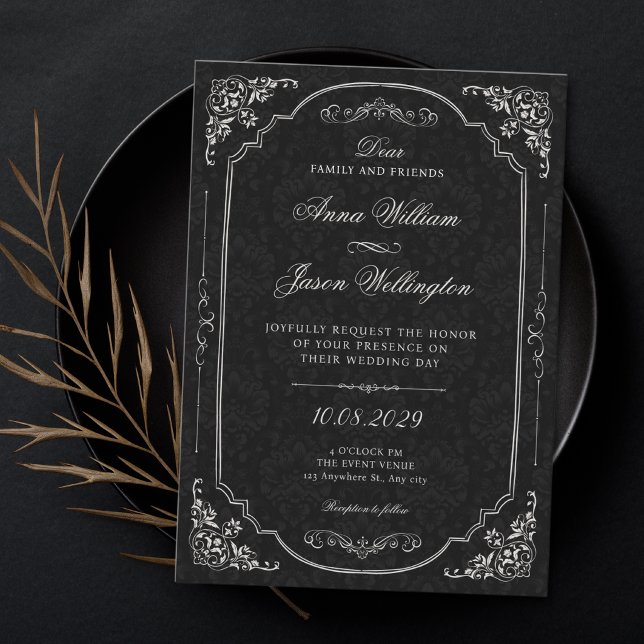 Invitation Mariage élégant victorien noir (Créateur téléchargé)