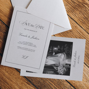 Invitation Mariage Élégant Vieille Fortune Photo de Mise en G