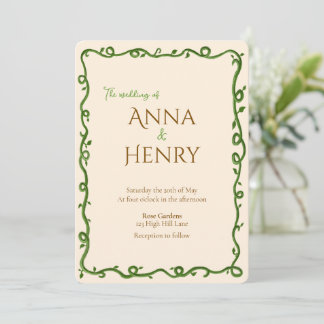 Invitation Mariage Élégant Vigne Romantique