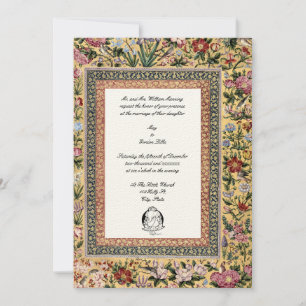 Invitation Mariage élégant vintage 1618 Oiseaux indiens et fl