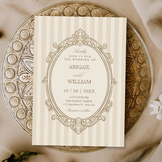 Invitation Mariage élégant vintage beige doux  (Créateur téléchargé)