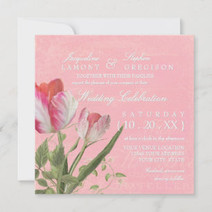 Invitation Mariage élégant vintage botanique de tulipe de