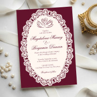 Mariage Élégant Vintage Bourgogne Ivoire Lace Cygn