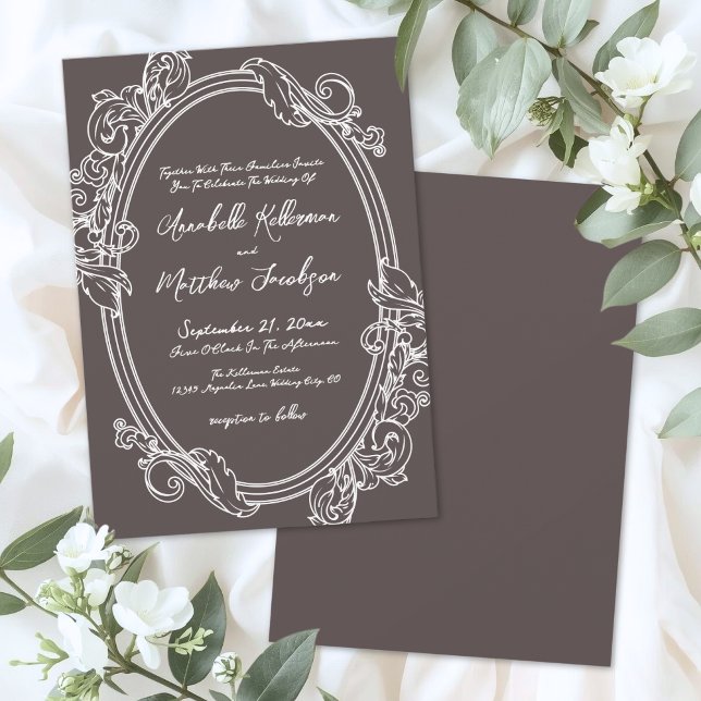 Invitation Mariage Élégant Vintage Brun (Elegant Vintage Brown Wedding Invitation )