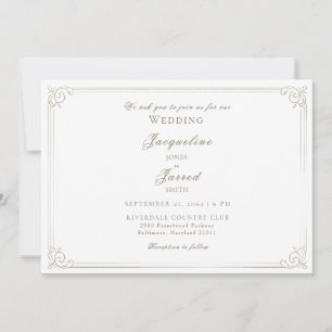 Invitation Mariage élégant vintage cadre or ivoire