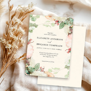 Invitation Mariage Élégant Vintage Floral Eucalyptus Roses
