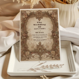 Invitation Mariage Élégant Vintage Floral Sage et Ivoire