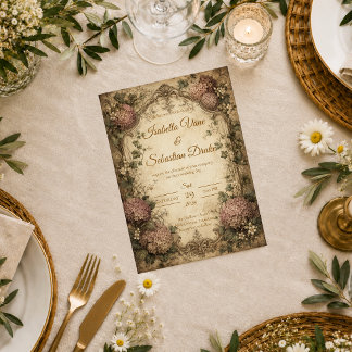 Invitation Mariage Élégant Vintage Hydrangea