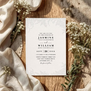Invitation Mariage élégant vintage relief orné Code QR