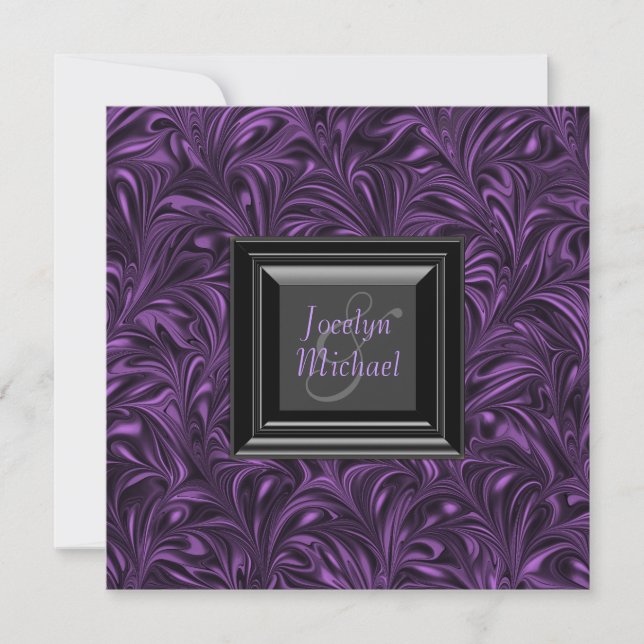 Invitation Mariage élégant violet et noir (Devant)