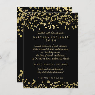 Invitation Mariage élégant Vow Renewal Gold Foil Confetti