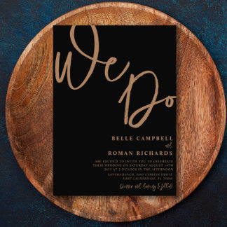 Invitation Mariage élégant We Do Script noir et or  