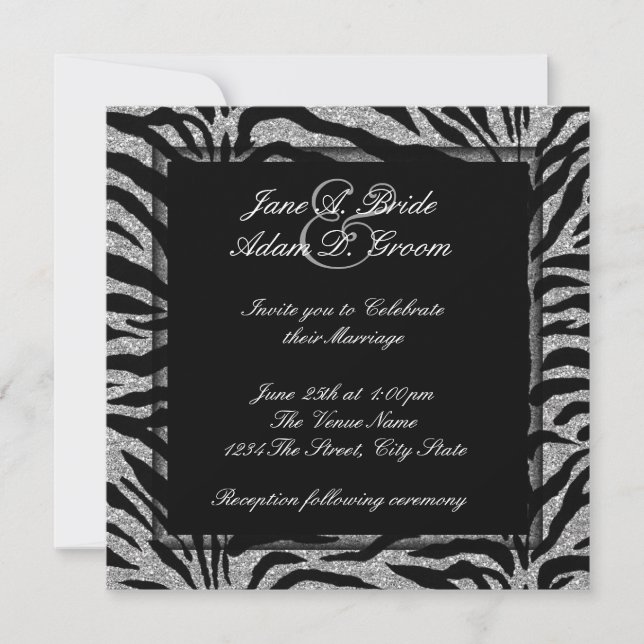 Invitation Mariage Élégant Zèbre (Devant)