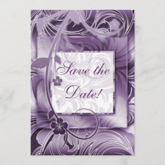 Invitation Mariage Élégante Floral Purple Argent 2