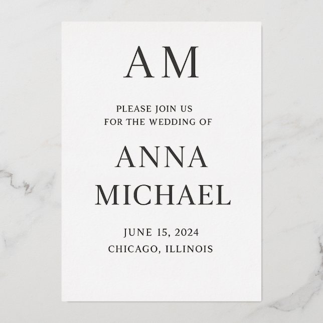 Invitation Mariage Élégante Minimaliste - Luxury S (Recto)