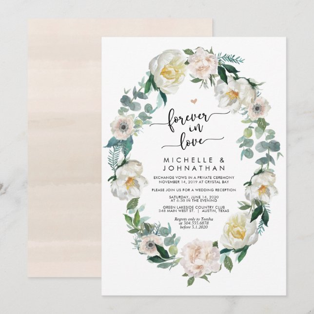 Invitation Mariage Élopé Romantique de Printemps Parfait (Devant / Derrière)