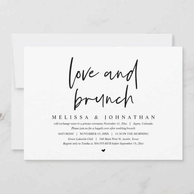 Invitation Mariage Elopement, Amour et Brunch (Devant)