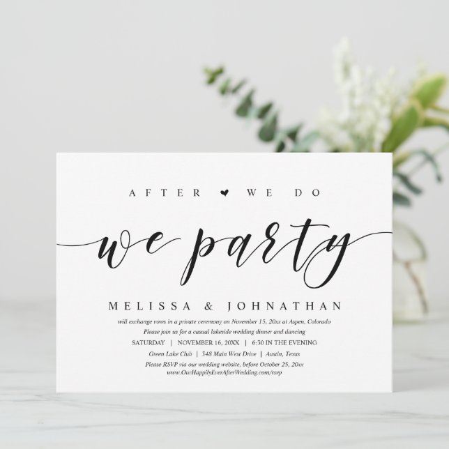 Invitation Mariage Elopement, Après Nous, Nous Faisons Fête I (Debout devant)