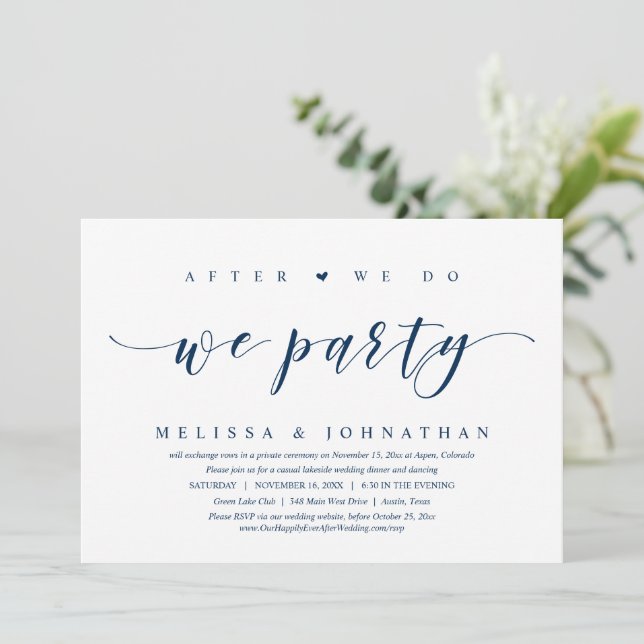 Invitation Mariage Elopement, Après Nous, Nous Faisons Fête I (Debout devant)