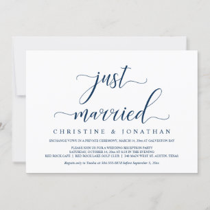 Invitation Mariage Elopement, Bleu de la Marine, Fête Juste M