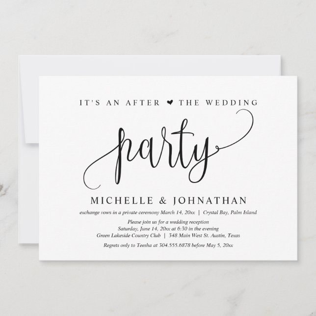 Invitation Mariage Elopement, c'est un après la fête de maria (Devant)