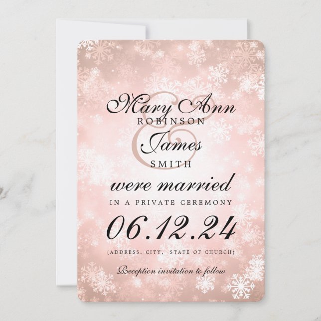 Invitation Mariage / Elopement Copper Winter Wonderland (Devant)
