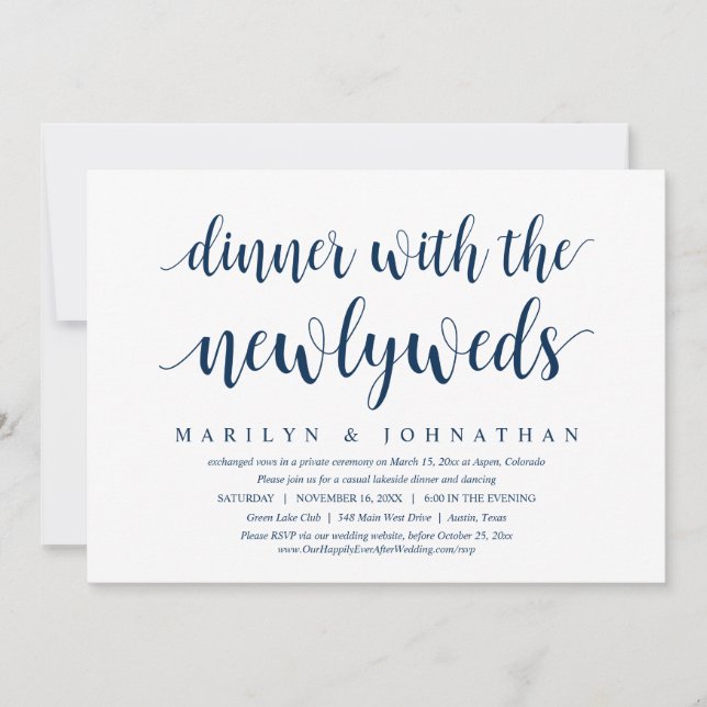 Invitation Mariage Elopement, Dîner Avec Les Nouveaux Mariés  (Devant)