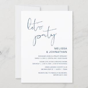 Invitation Mariage Elopement. Faisons la fête, classe Navy Bl