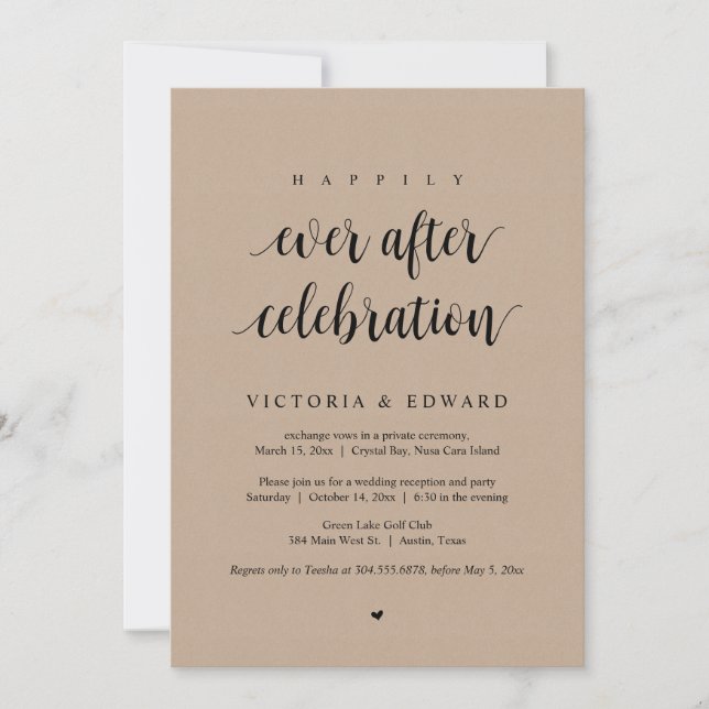 Invitation Mariage Elopement, Heureusement Jamais Après Céléb (Devant)