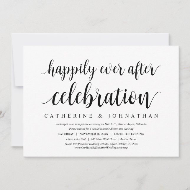 Invitation Mariage Elopement, Heureusement Jamais Après Céléb (Devant)