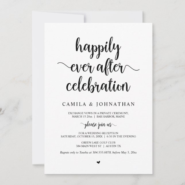 Invitation Mariage Elopement, Heureusement Jamais Après Céléb (Devant)
