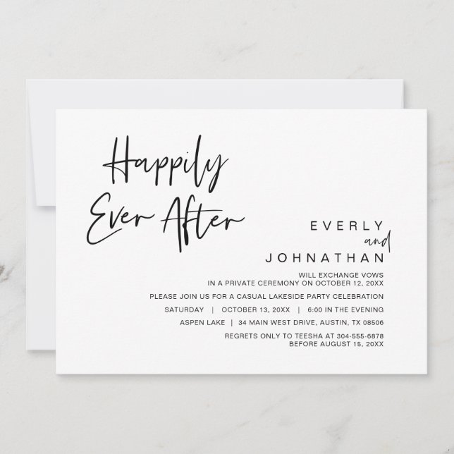 Invitation Mariage Elopement, Heureusement Jamais Après Céléb (Devant)