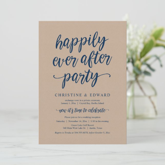 Invitation Mariage Elopement, Heureusement Jamais Après Fête  (Debout devant)