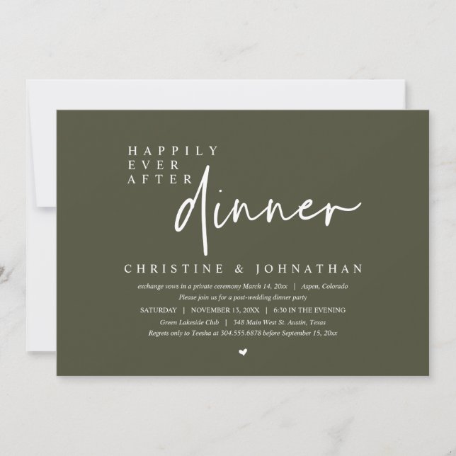 Invitation Mariage Elopement, Heureusement Jamais Après Le Dî (Devant)