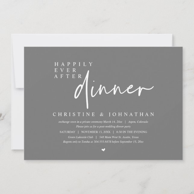 Invitation Mariage Elopement, Heureusement Jamais Après Le Dî (Devant)