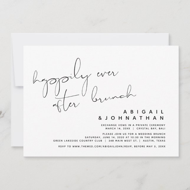 Invitation Mariage Elopement, Heureux Jamais Après Brunch (Devant)