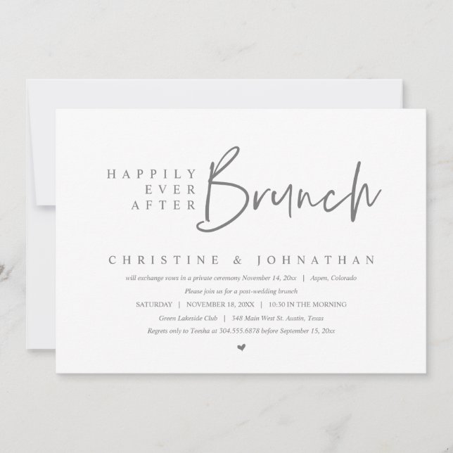 Invitation Mariage Elopement, Heureux Jamais Après Brunch (Devant)