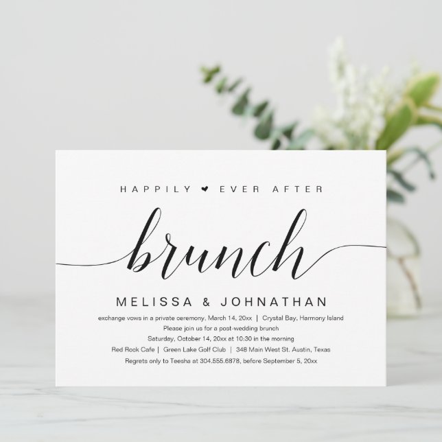Invitation Mariage Elopement, Heureux Jamais Après Brunch (Debout devant)