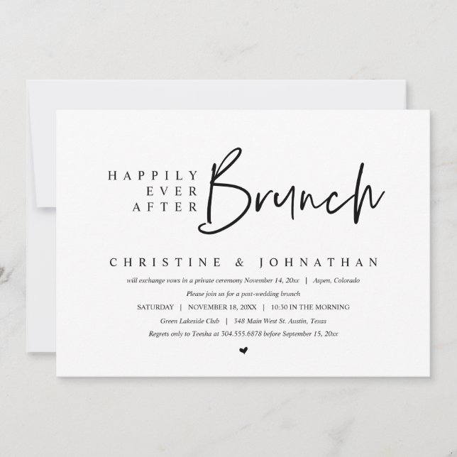 Invitation Mariage Elopement, Heureux Jamais Après Brunch (Devant)