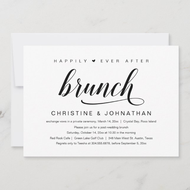 Invitation Mariage Elopement, Heureux Jamais Après Brunch (Devant)