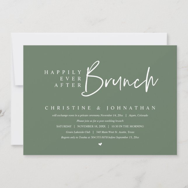 Invitation Mariage Elopement, Heureux Jamais Après Brunch (Devant)