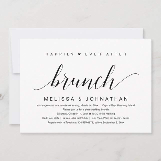 Invitation Mariage Elopement, Heureux Jamais Après Brunch Inv (Devant)