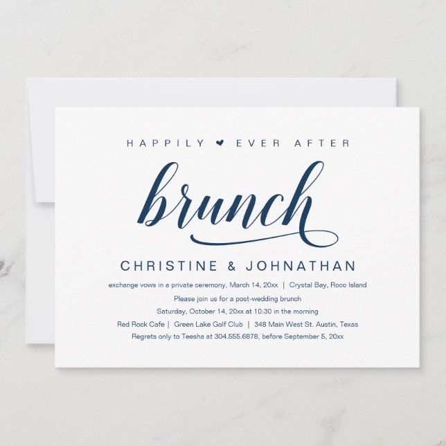 Invitation Mariage Elopement, Heureux Jamais Après Brunch Inv (Devant)