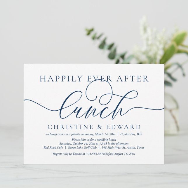Invitation Mariage Elopement, Heureux Jamais Après Le Déjeune (Debout devant)