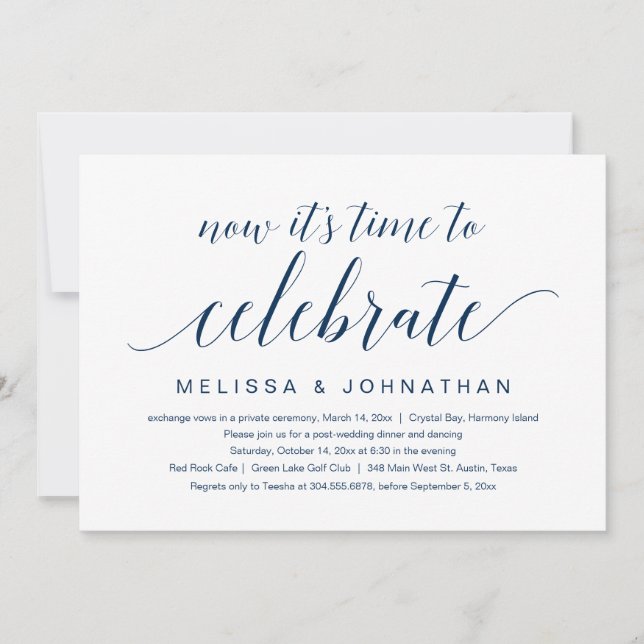 Invitation Mariage Elopement, Maintenant il est temps de célé (Devant)