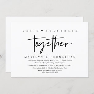 Invitation Mariage Elopement, Moderne, Faisons la fête avec n