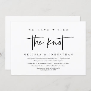 Invitation Mariage Elopement, Nous avons noué le noeud