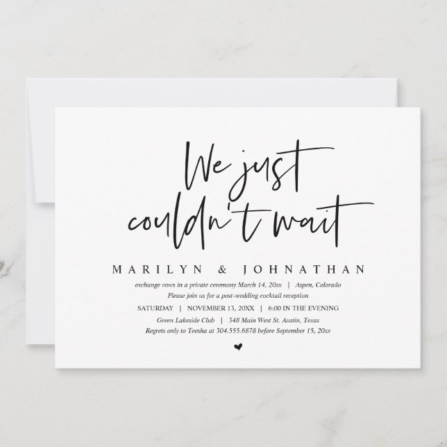 Invitation Mariage Elopement, Nous ne pouvions pas attendre I (Devant)